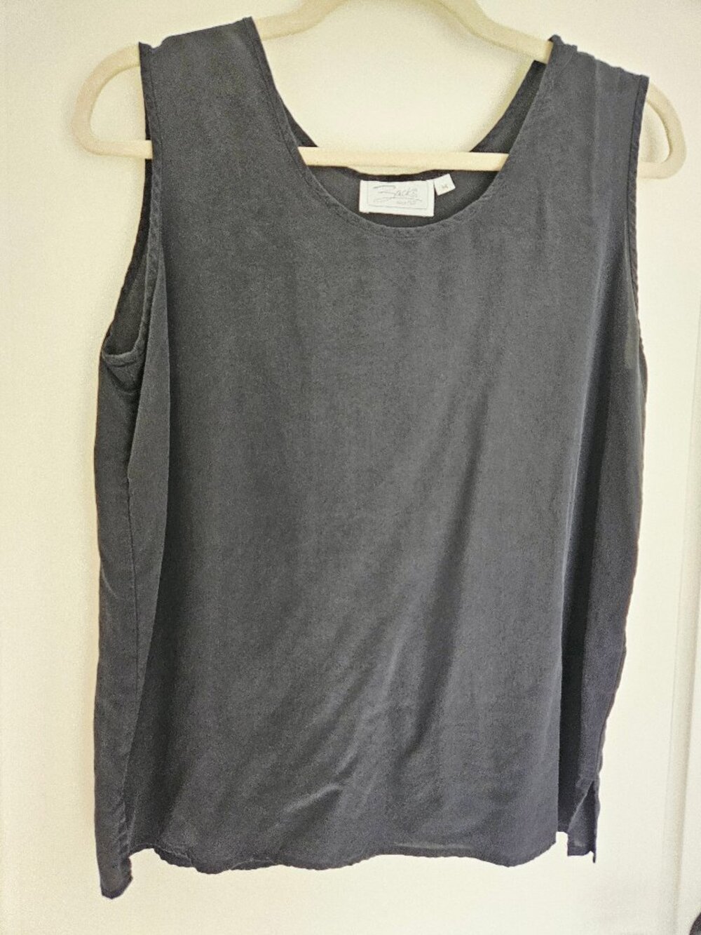 Black Relaxed Womens Silk Sleeveless Top Size M